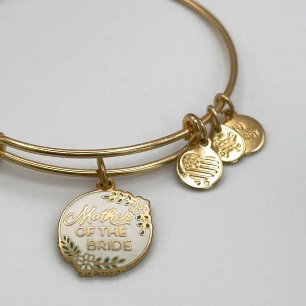 Alex and Ani Mother of the Bride Expandable Charm Bangle Bracelet - Gold Tone - Picture 3 of 7